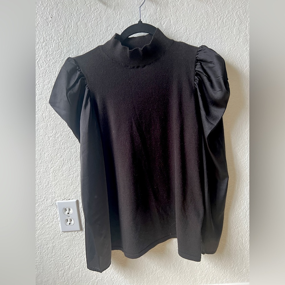 Halston Sweater with Silky Sleeves NWT